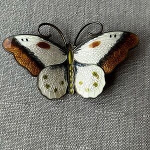 Elegant Butterfly Brooch Real Wings, Sterling